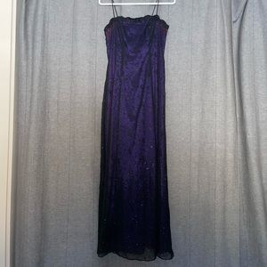 Purple Floral Prom Dress, Formal Floor Length Gown, Maxi Dress